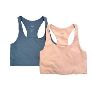 Girlfriend Collective Womens Paloma Sports Bra Pink & Blue/Gray Small Lot‎ Of 2